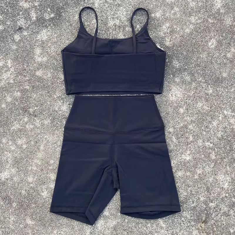 Women's Tight Yoga Cycling Shorts suit U-Shaped Strap Bra Outer Wear Sports Underwear gym yoga set