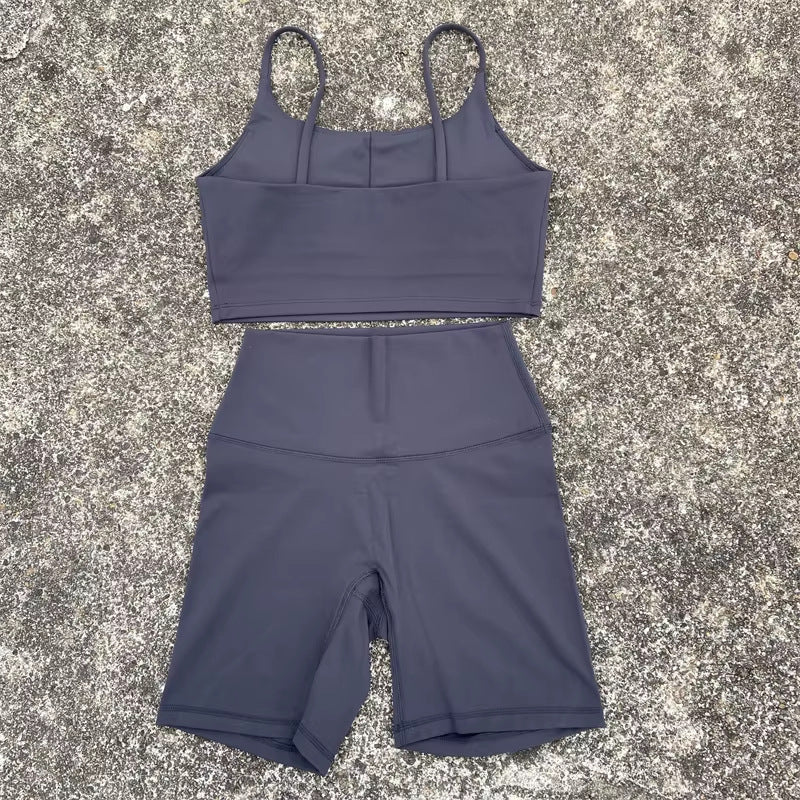 Women's Tight Yoga Cycling Shorts suit U-Shaped Strap Bra Outer Wear Sports Underwear gym yoga set